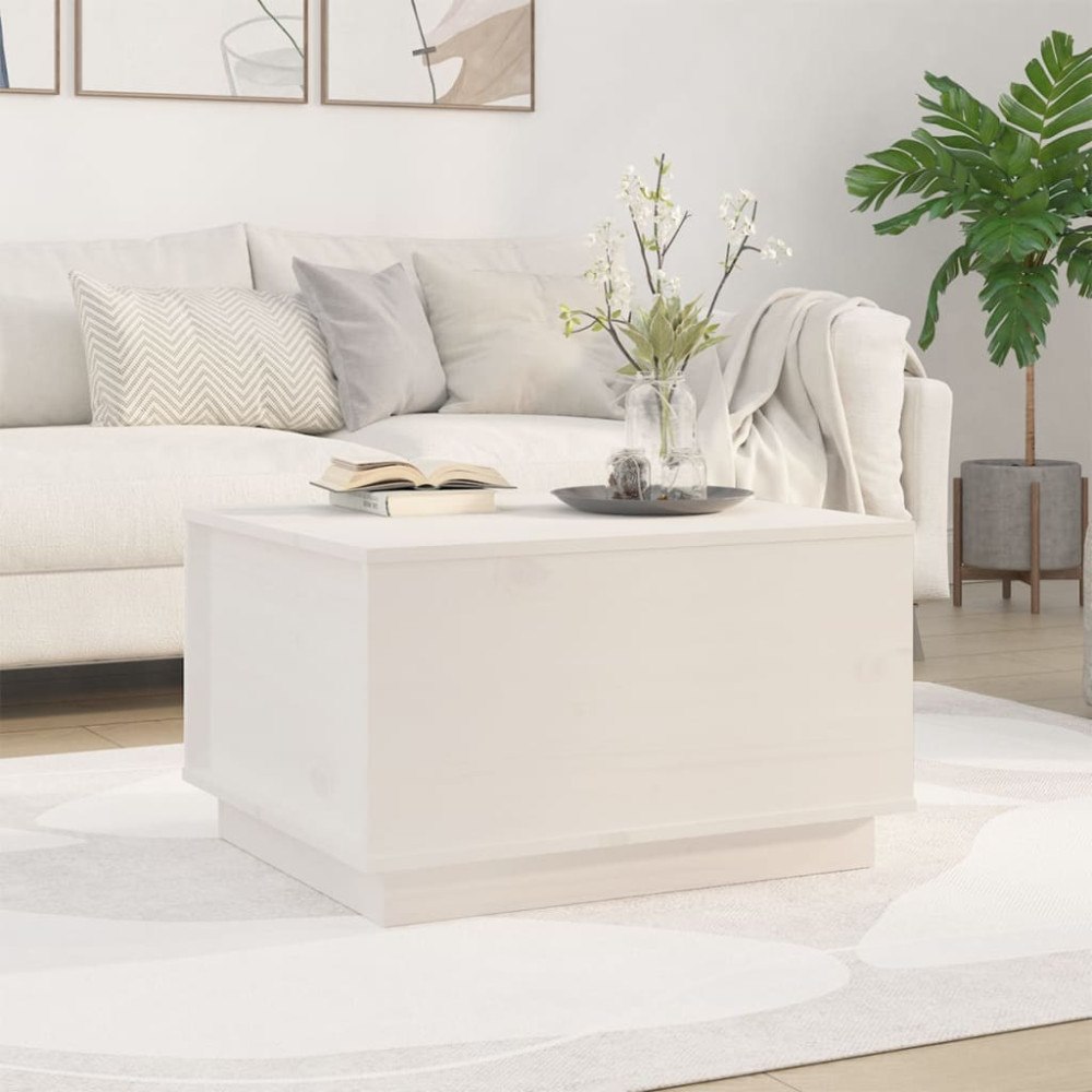 vidaXL Soffbord vit 60x50x35 cm massiv furu