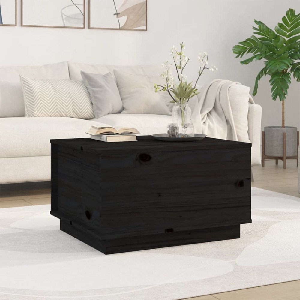 vidaXL Soffbord svart 60x50x35 cm massivt furu