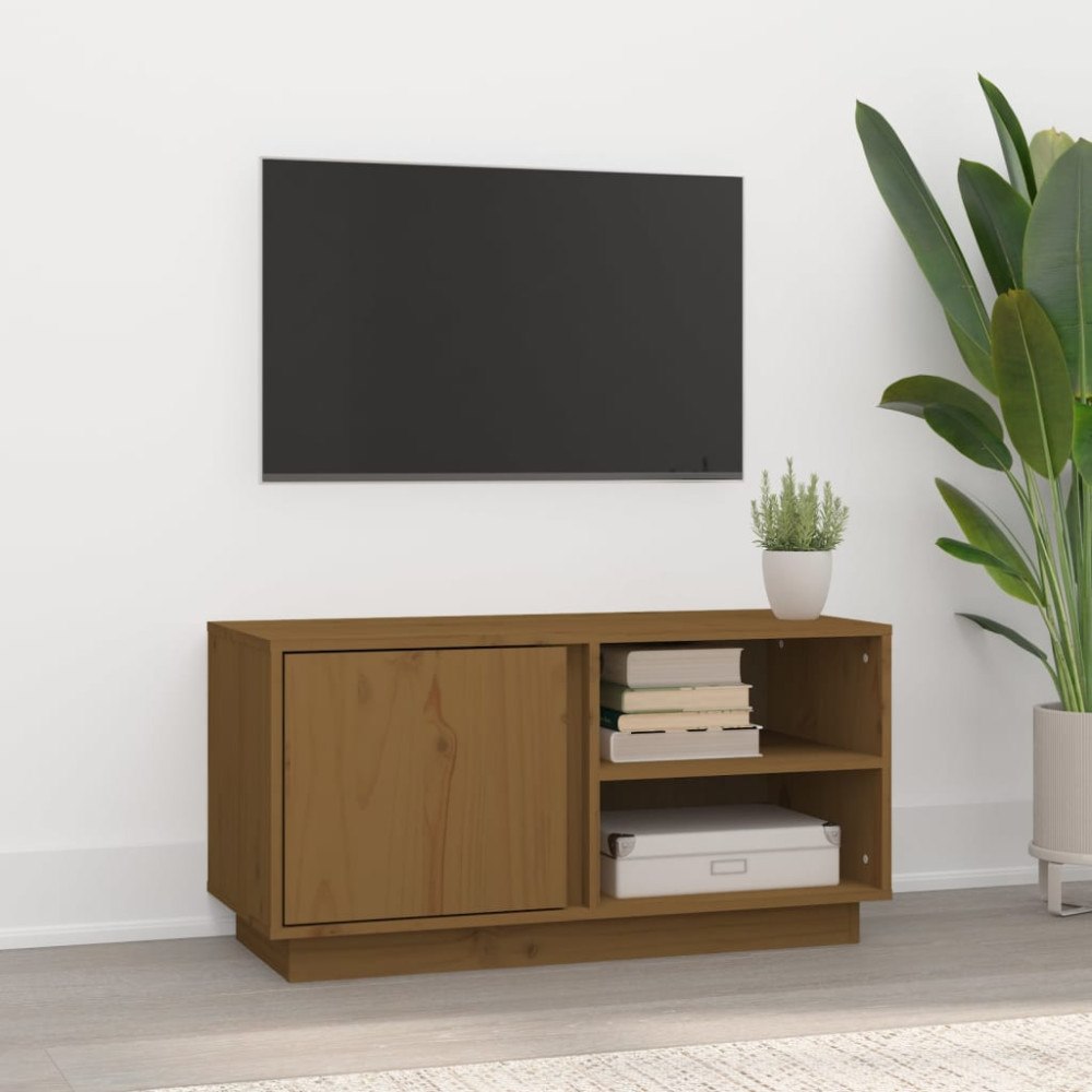 vidaXL Tv-bänk honungsbrun 80x35x40,5 cm massiv furu
