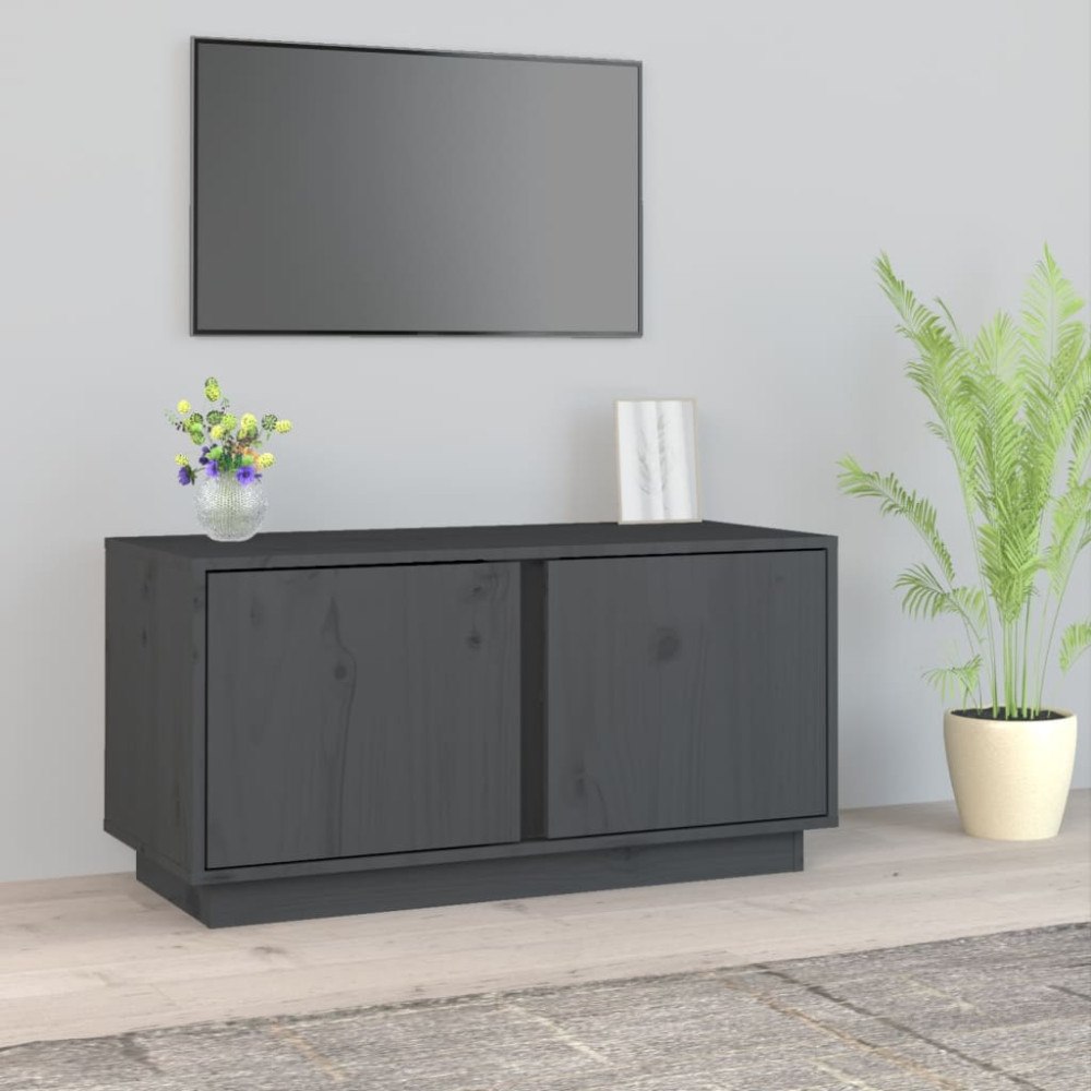 vidaXL Tv-bänk grå 80x35x40,5 cm massiv furu
