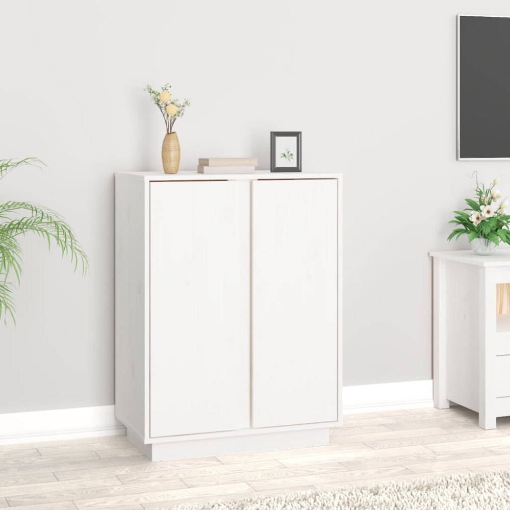 vidaXL Skänk vit 60x35x80 cm massiv furu
