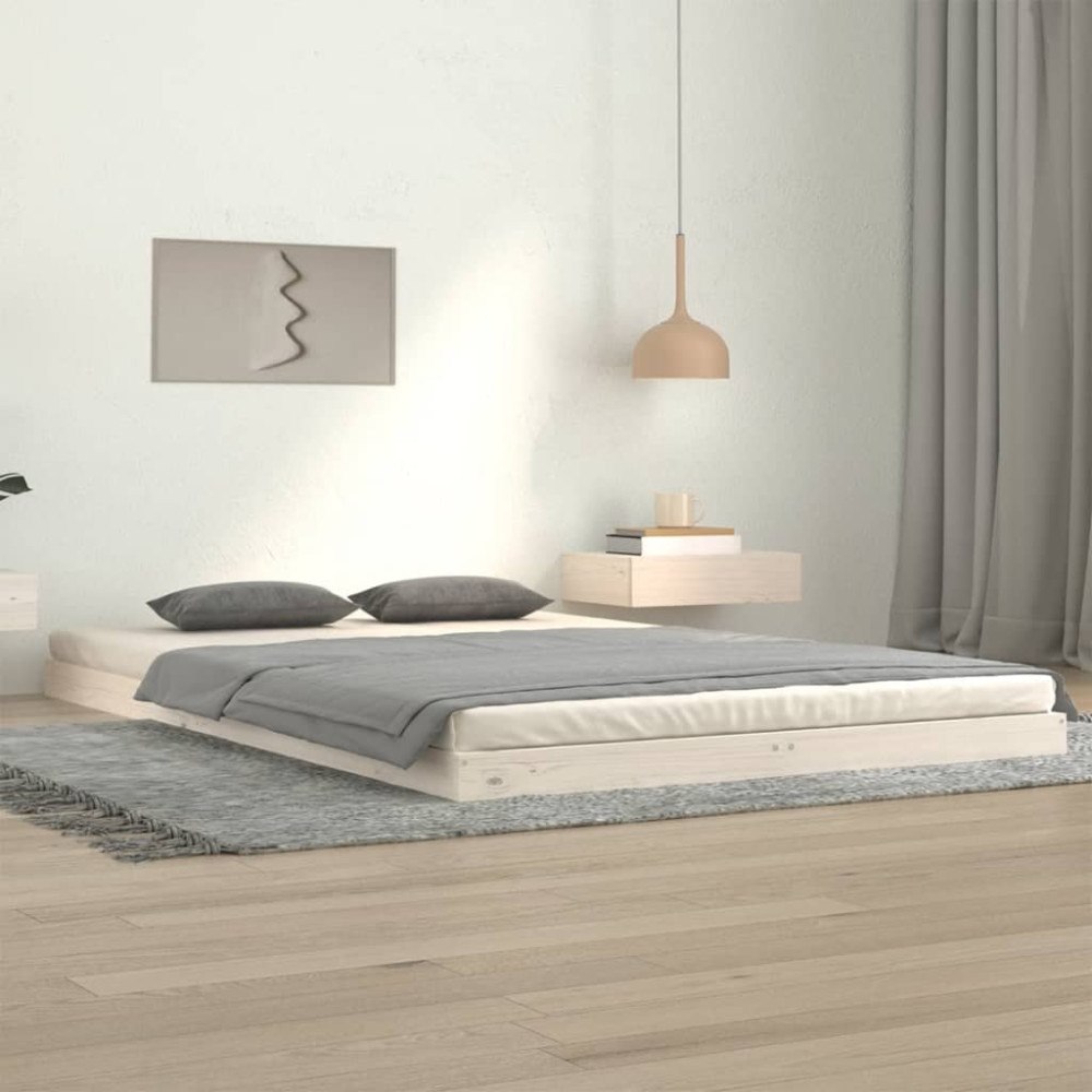 vidaXL Sängram vit 120x200 cm massiv furu