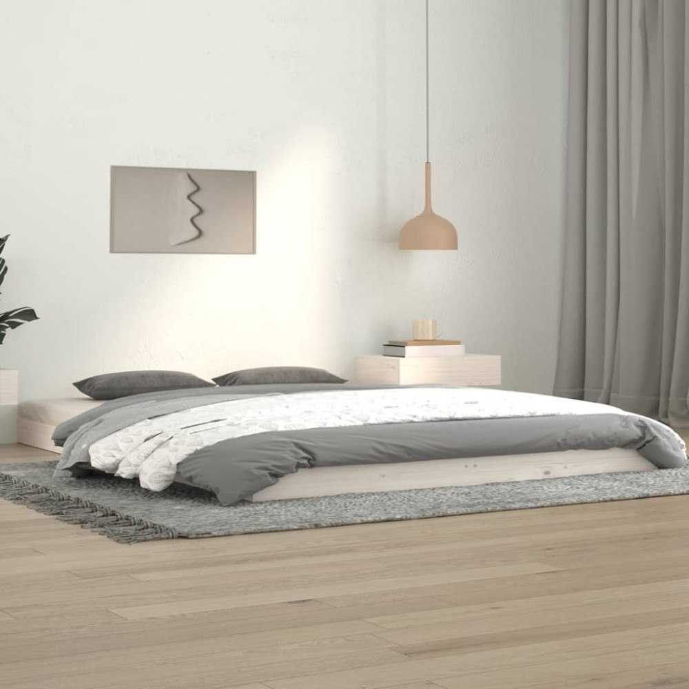 vidaXL Sängram vit 140x190 cm massiv furu