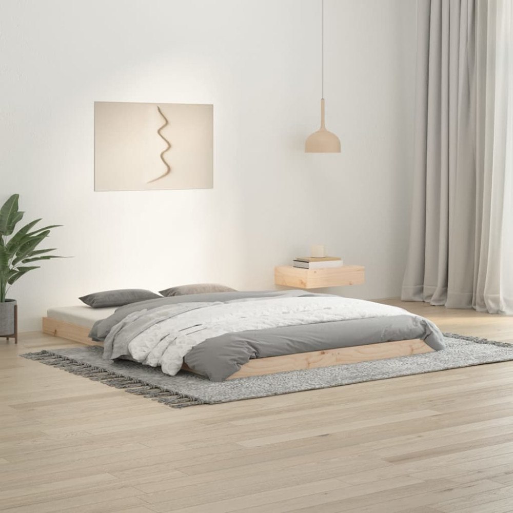vidaXL Sängram 135x190 cm massiv furu
