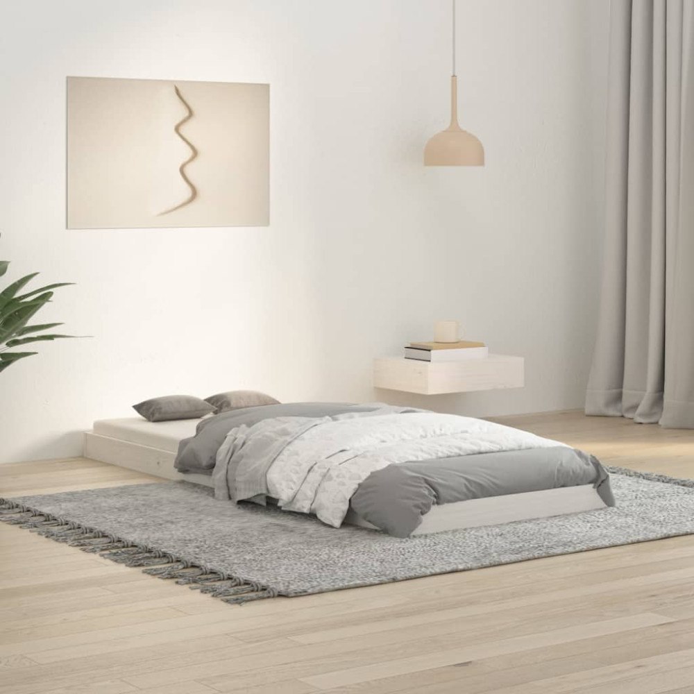 vidaXL Sängram vit 75x190 cm enkelsäng liten massiv furu