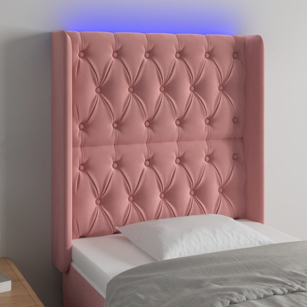 vidaXL Sänggavel LED grön 83x16x118/128 cm sammet