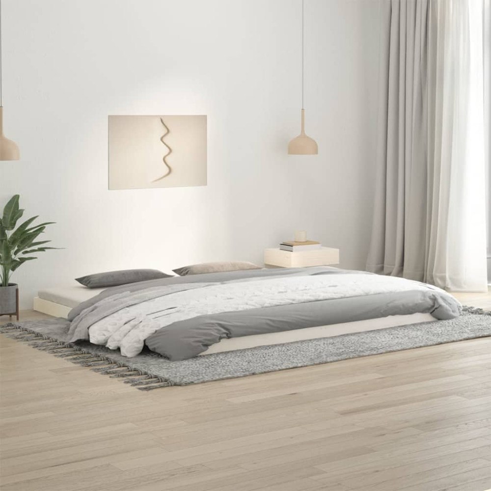 vidaXL Sängram vit 200x200 cm massiv furu