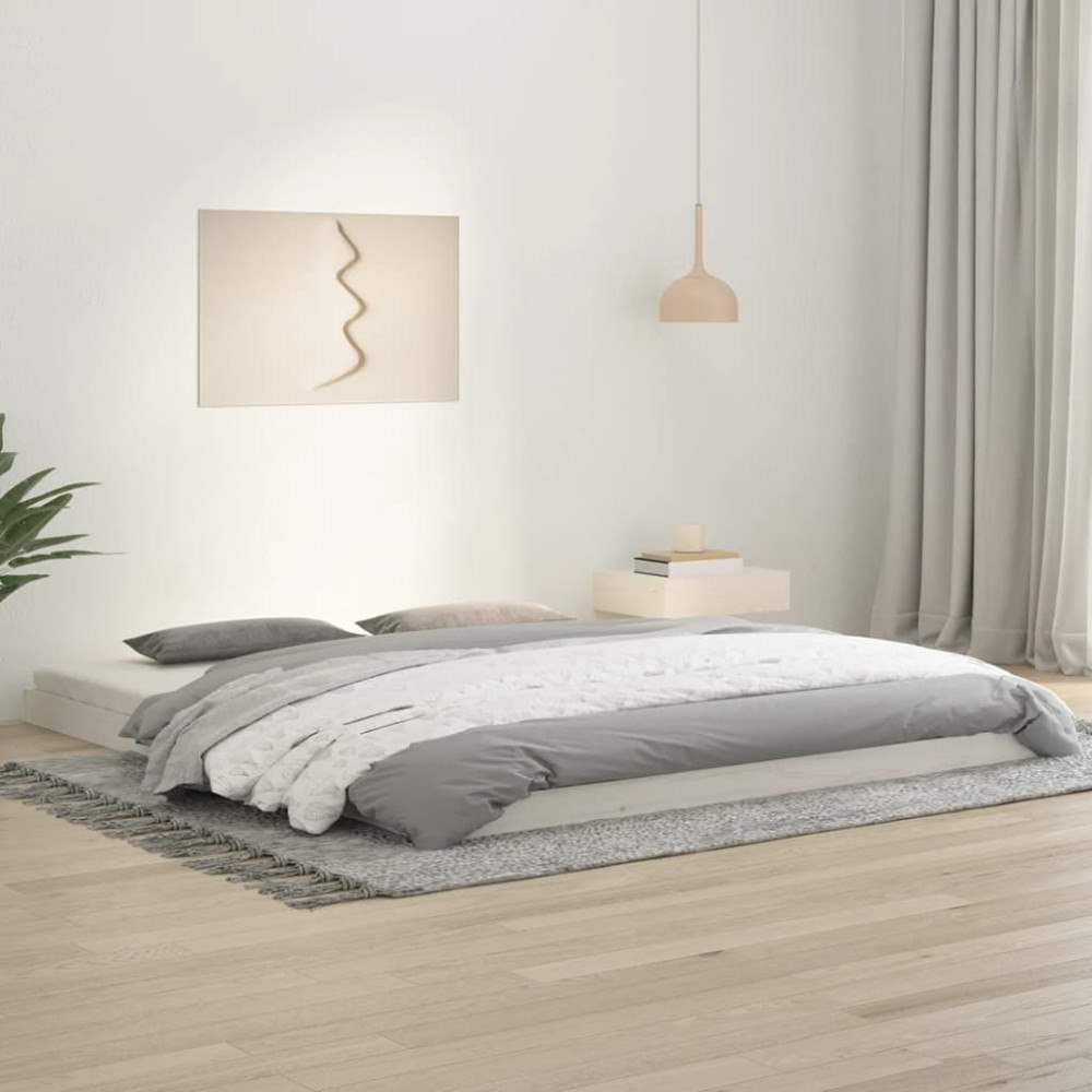 vidaXL Sängram 180x200 cm massiv furu vit
