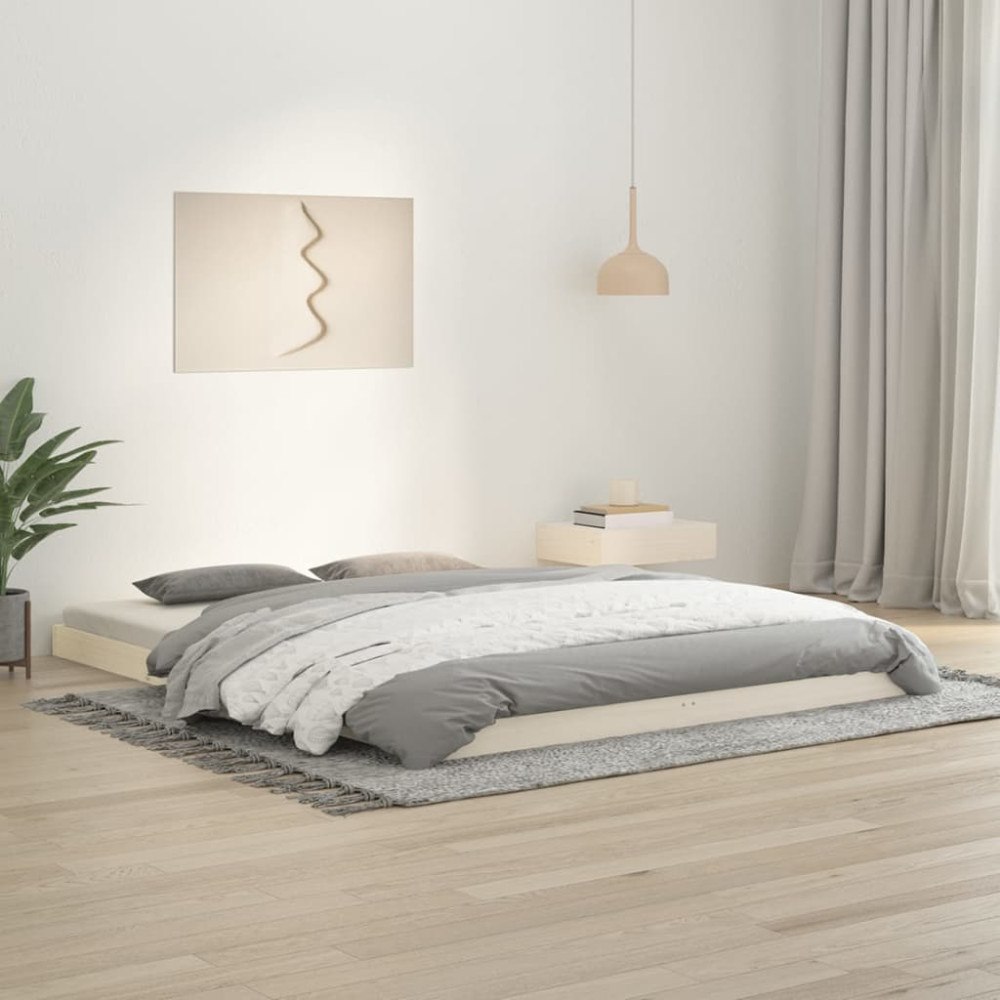 vidaXL Sängram vit 150x200 cm King Size massiv furu