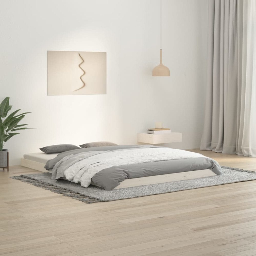 vidaXL Sängram vit 135x190 cm dubbel massiv furu