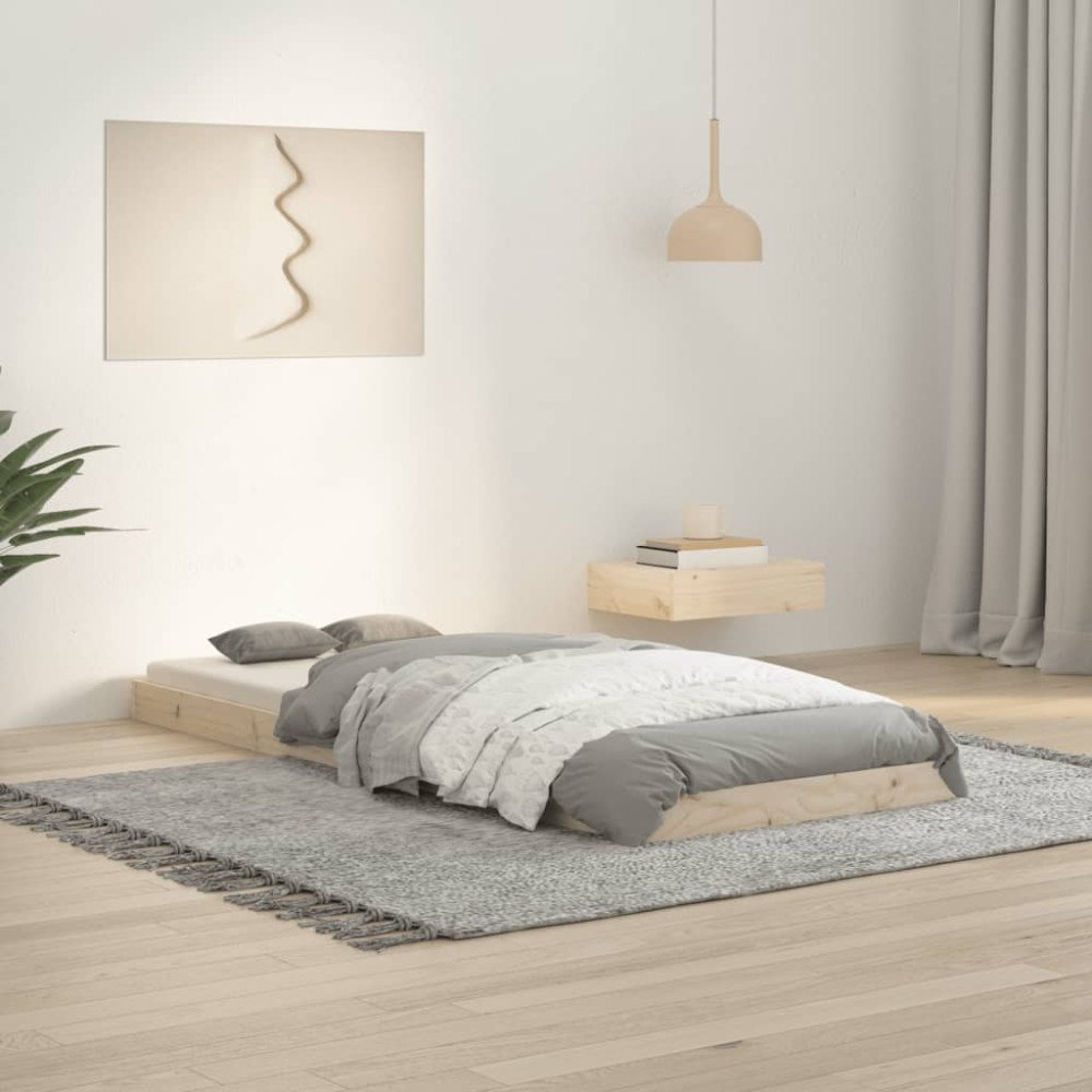 vidaXL Sängram 75x190 cm massiv furu vit