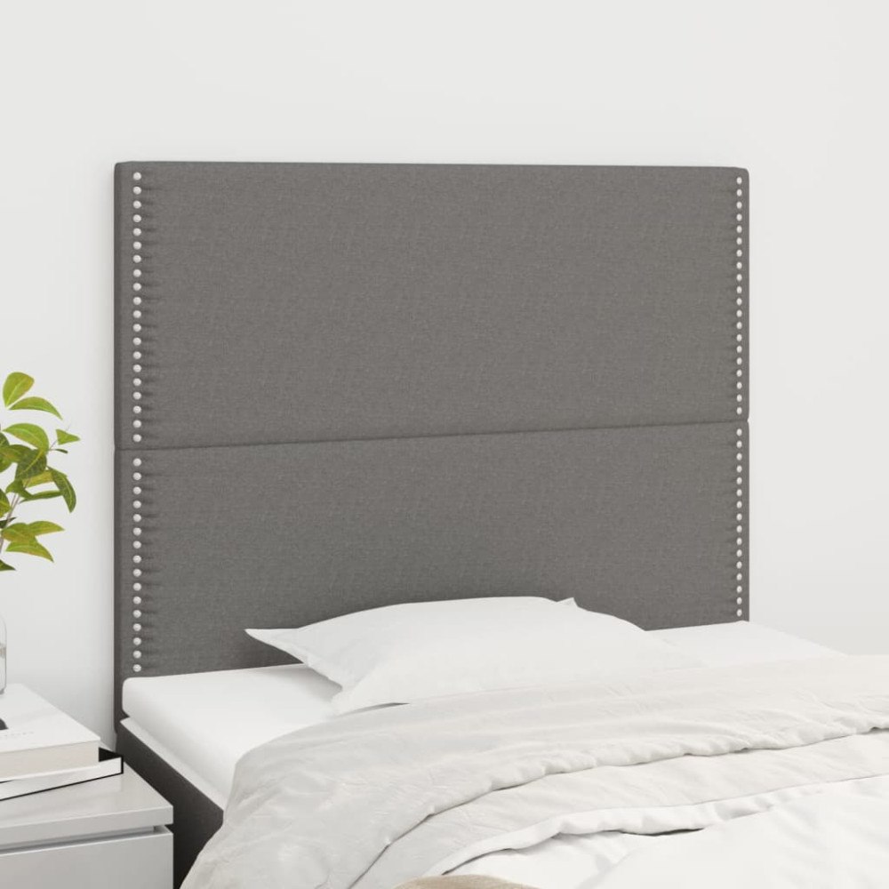 vidaXL Sänggavel mörkgrå 90x5x118/128 cm tyg