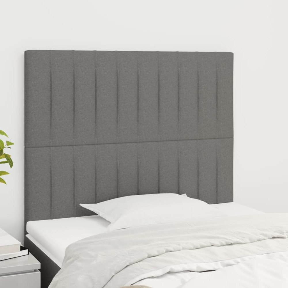 vidaXL Sänggavel mörkgrå 90x5x118/128 cm tyg