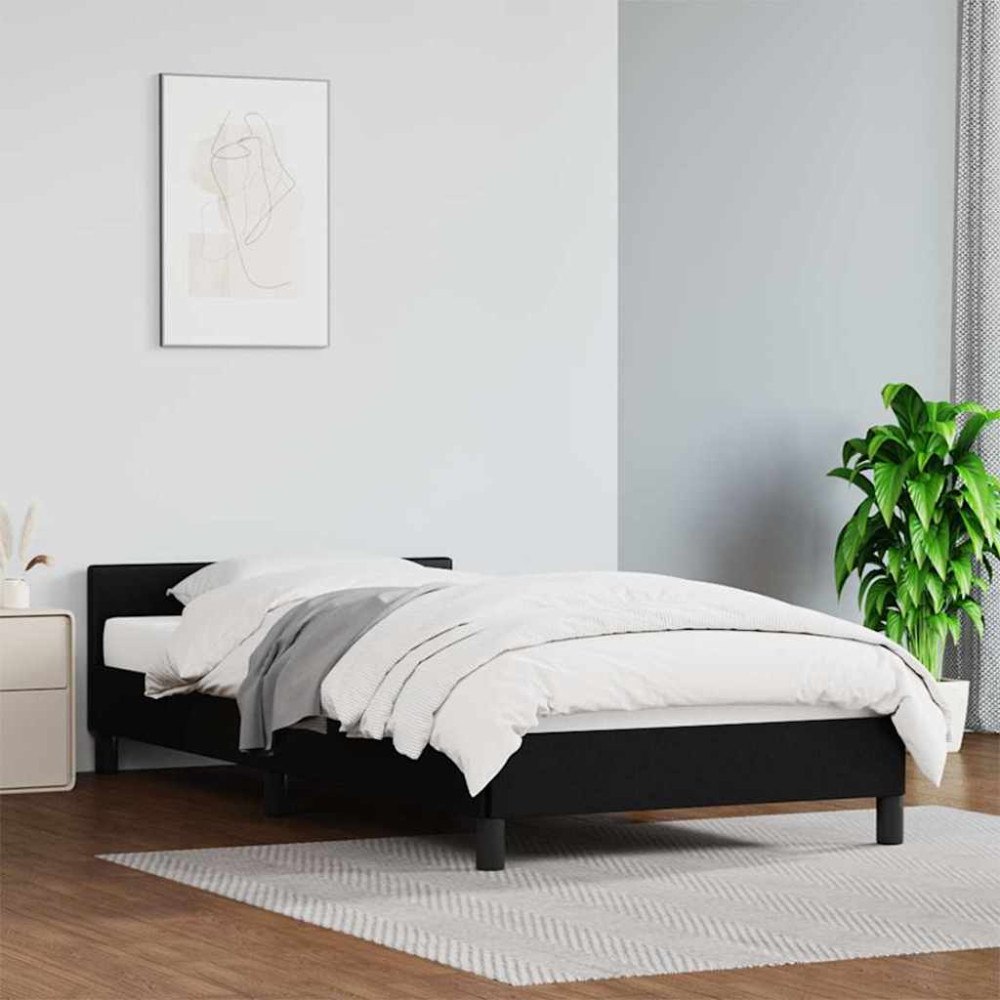 vidaXL Sängram med huvudgavel utan madrass svart 90x190 cm