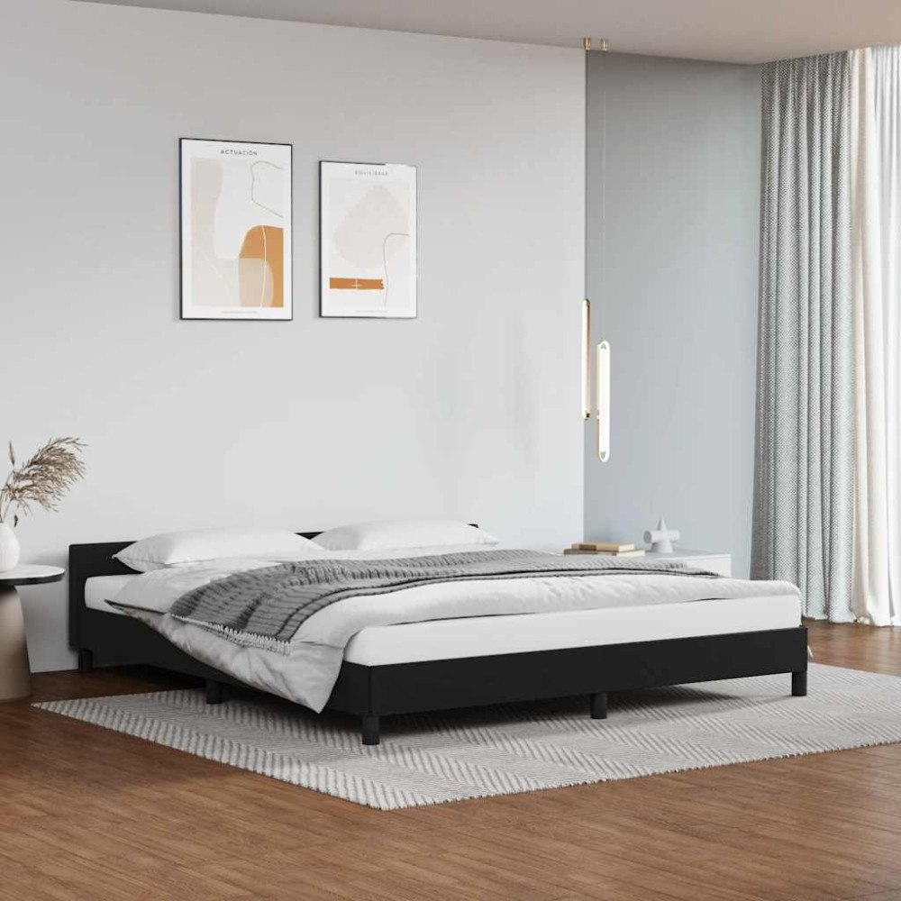 vidaXL Sängram med huvudgavel utan madrass svart 180x200 cm