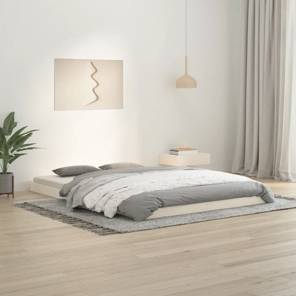 vidaXL Sängram vit 140x200 cm massiv furu