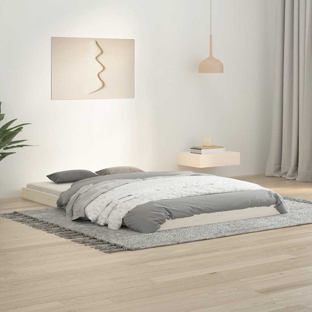 vidaXL Sängram vit 120x190 cm liten dubbel massiv furu