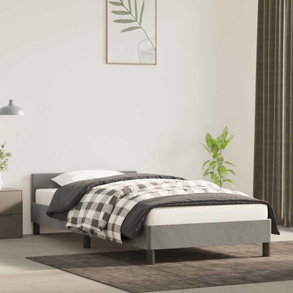 vidaXL Sängram utan madrass ljusgrå 90x190 cm sammet