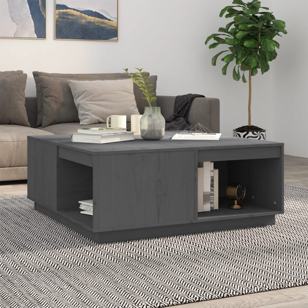 vidaXL Soffbord grå 100x101x40,5 cm massiv furu