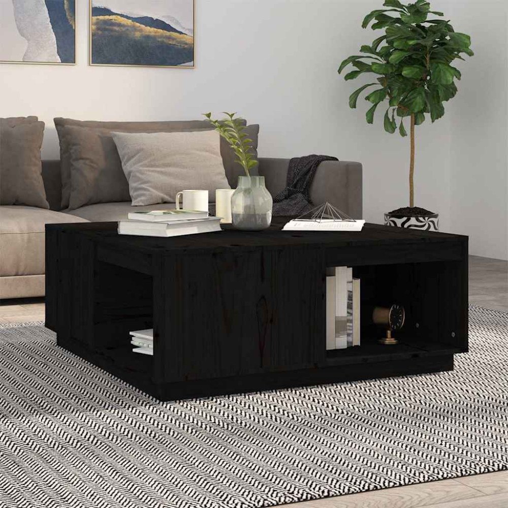 vidaXL Soffbord svart 100x101x40,5 cm massiv furu