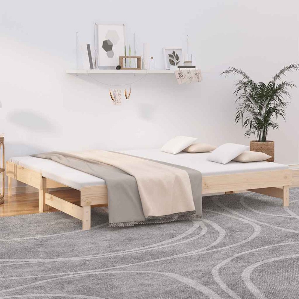 vidaXL Utdragbar dagbädd 2x(80x200) cm massiv furu