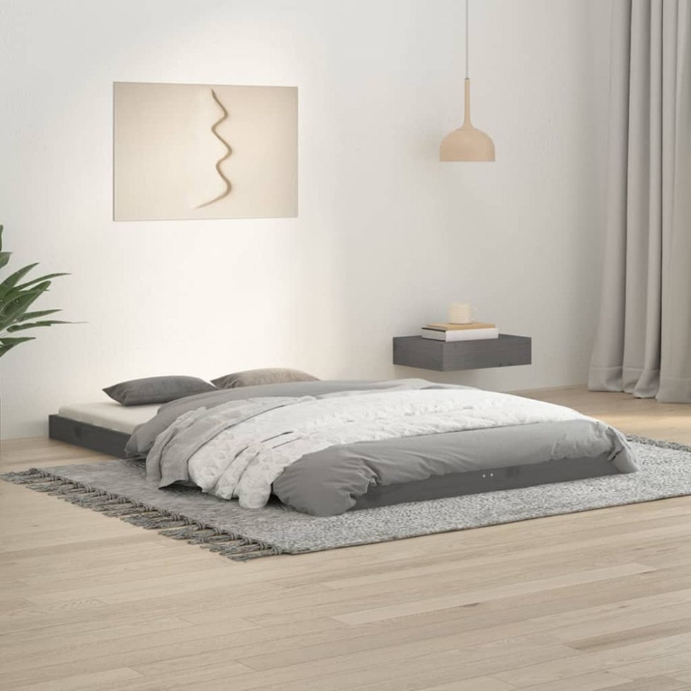 vidaXL Sängram 120x190 cm massiv furu grå