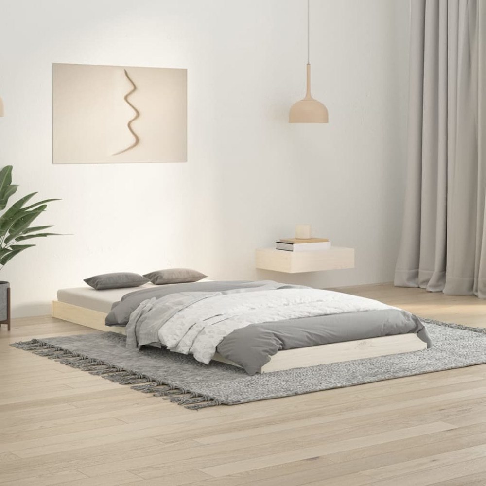 vidaXL Sängram 90x190 cm massiv furu vit