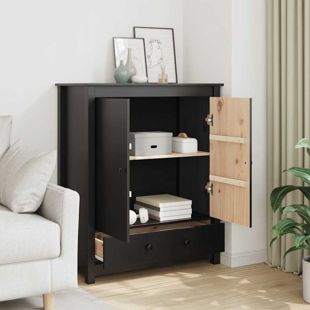 vidaXL Skänk svart 83x41,5x100 cm massiv furu