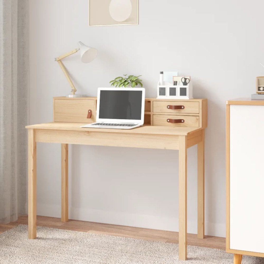 vidaXL Skrivbord 110x50x93 cm massivt trä furu
