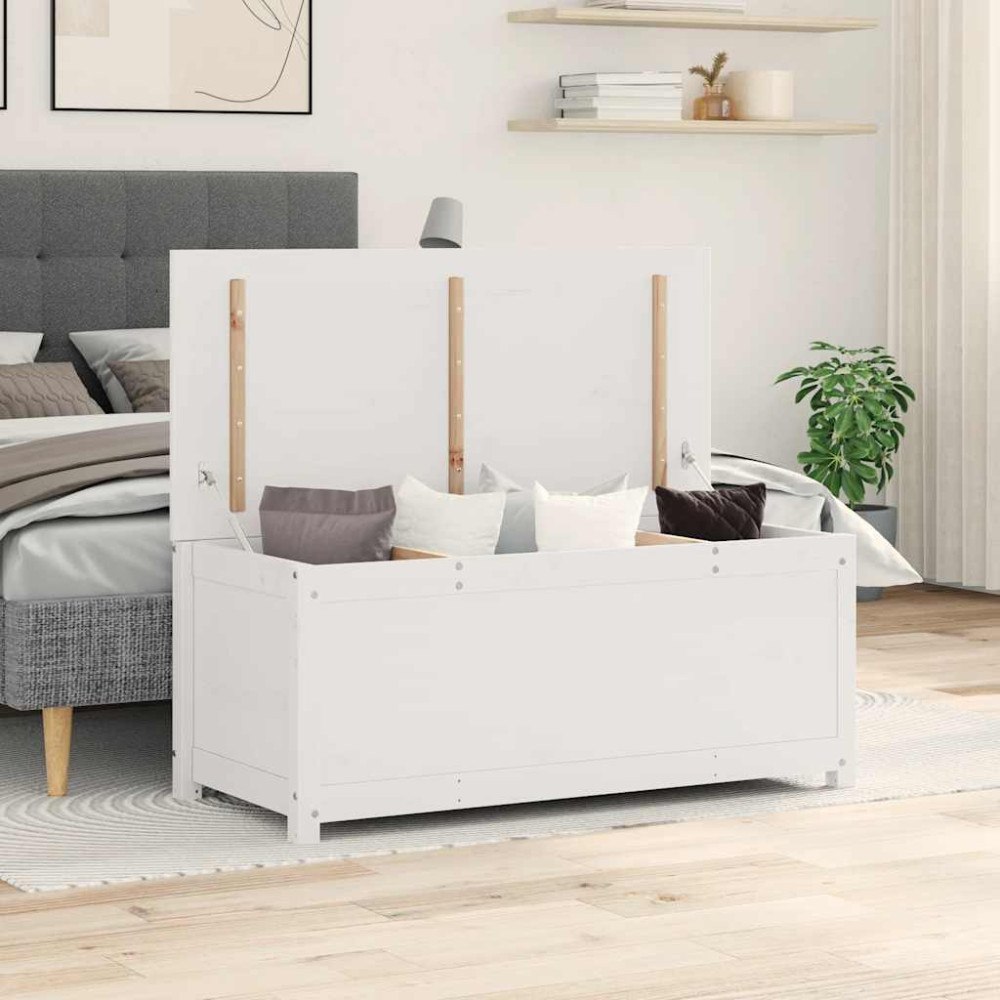 vidaXL Förvaringslåda vit 110x50x45,5 cm massiv furu