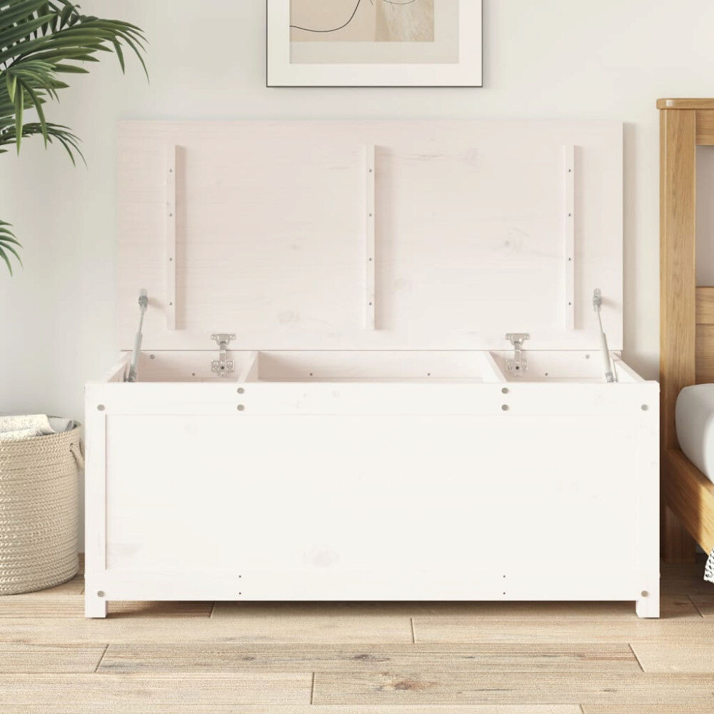 vidaXL Förvaringslåda vit 110x50x45,5 cm massiv furu
