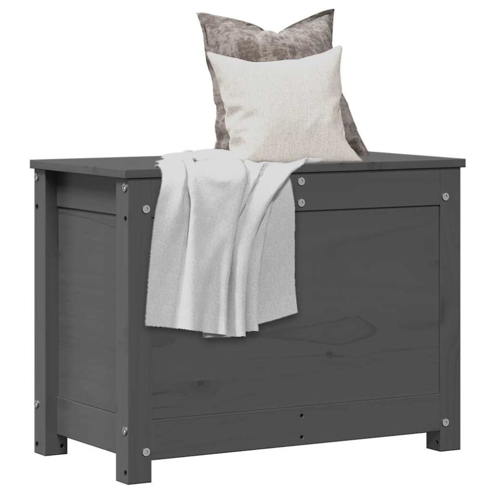 vidaXL Förvaringslåda grå 60x32x45,5 cm massiv furu