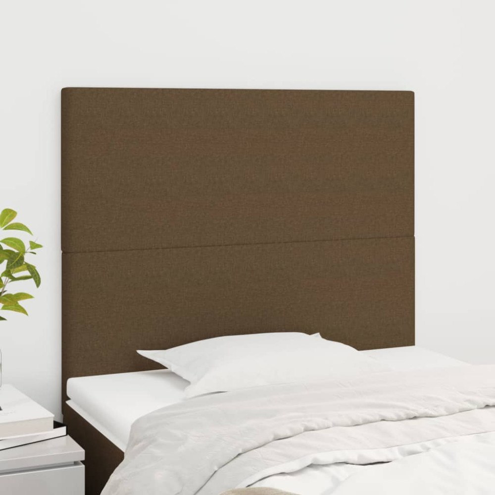 vidaXL Sänggavel mörkbrun 80x5x118/128 cm tyg