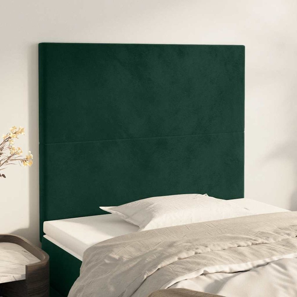 vidaXL Sänggavel mörkgrön 80x5x118/128 cm sammet