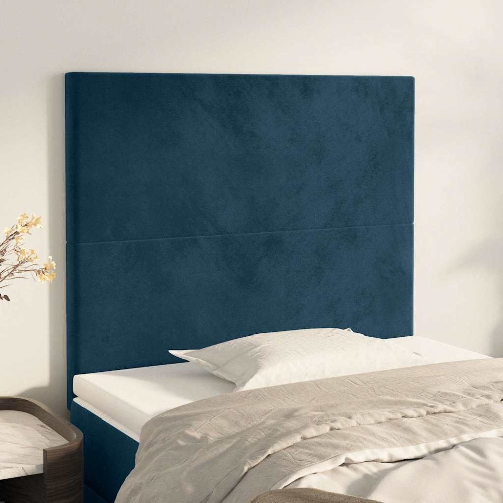 vidaXL Sänggavel mörkblå 80x5x118/128 cm sammet