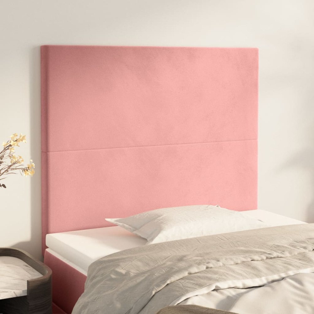 vidaXL Sänggavel rosa 80x5x118/128 cm sammet