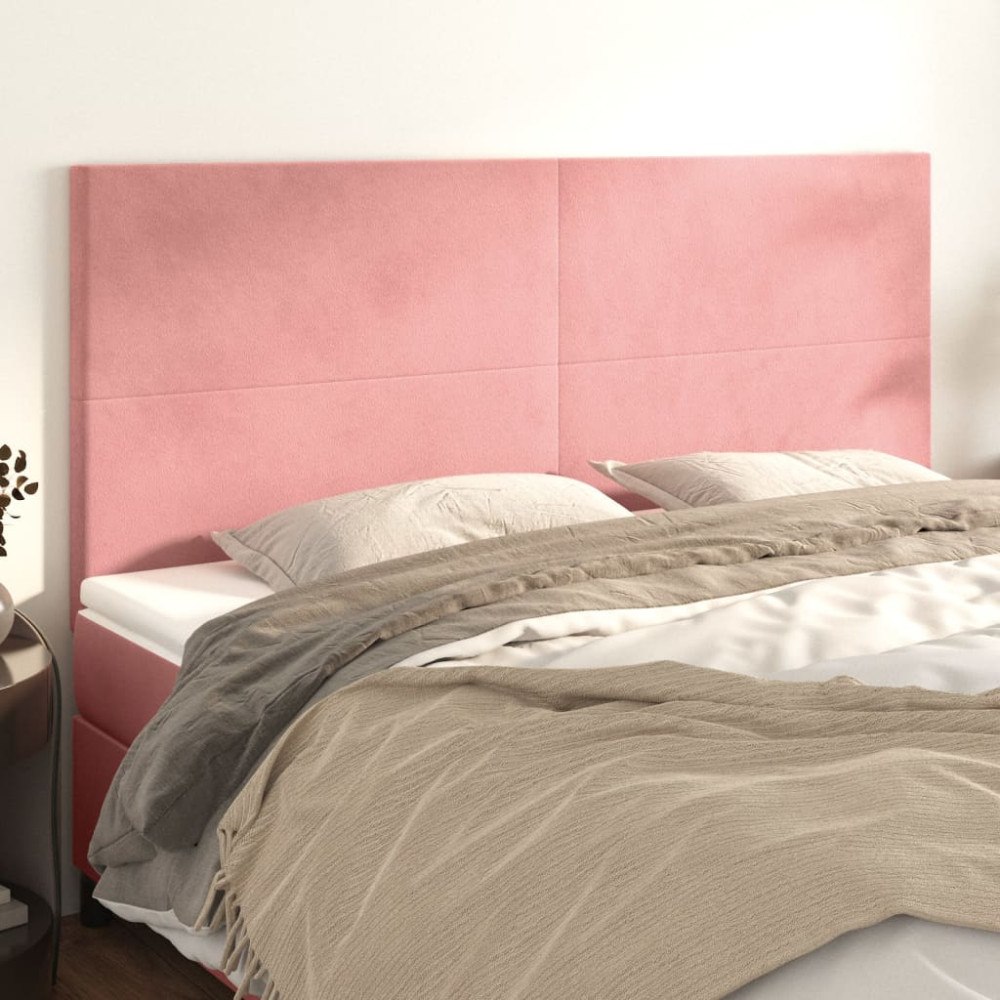 vidaXL Sänggavel rosa 200x5x118/128 cm sammet