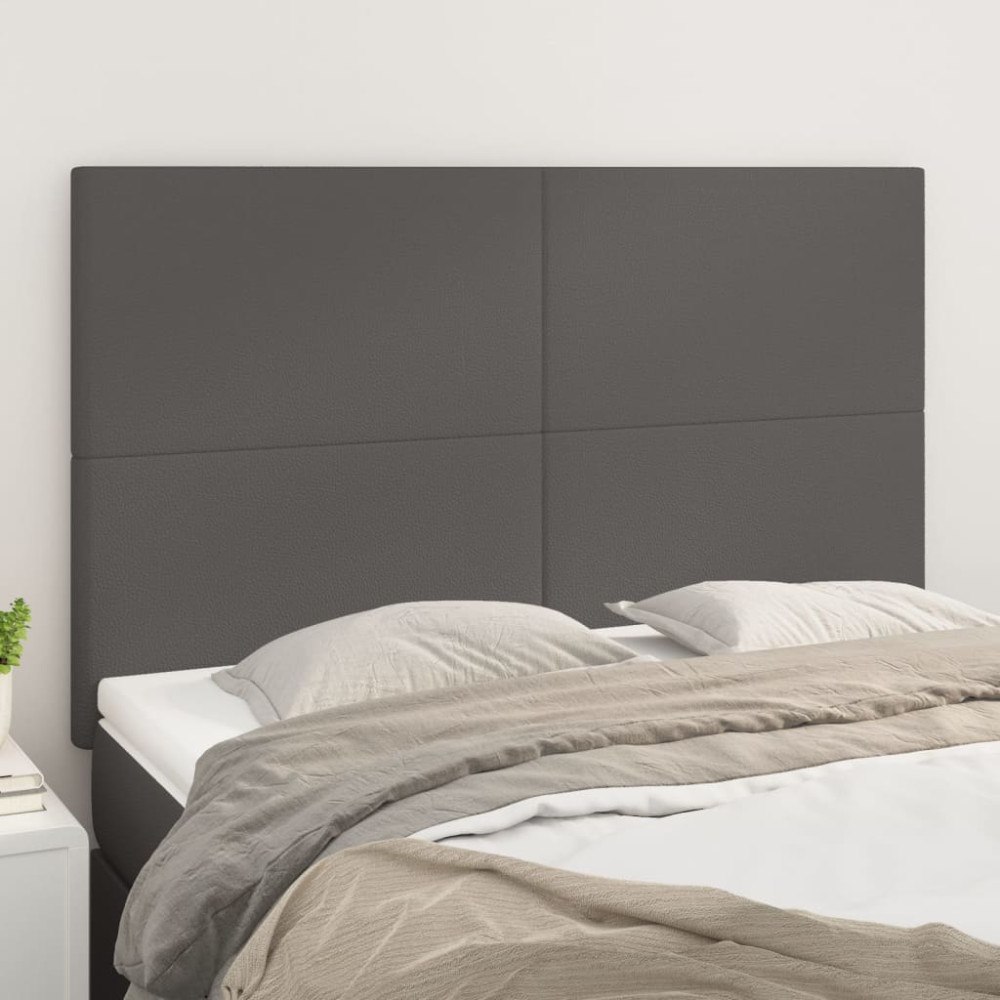 vidaXL Sänggavel grå 144x5x118/128 cm konstläder