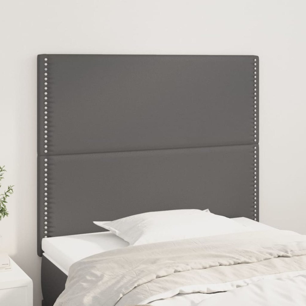 vidaXL Sänggavel grå 80x5x118/128 cm konstläder