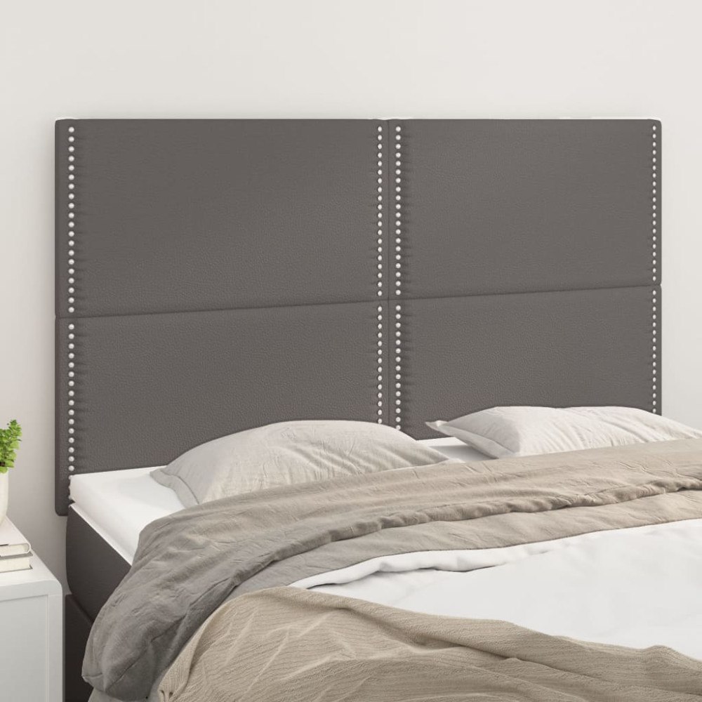 vidaXL Sänggavel grå 144x5x118/128 cm konstläder
