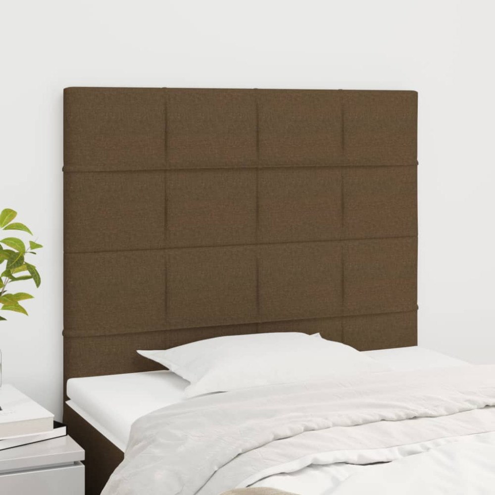 vidaXL Sänggavel mörkbrun 80x5x118/128 cm tyg