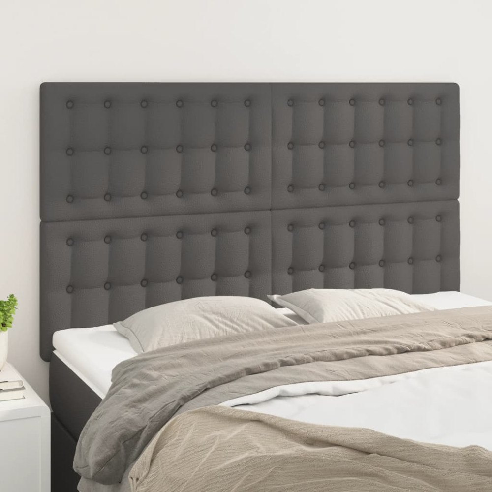 vidaXL Sänggavel grå 144x5x118/128 cm konstläder