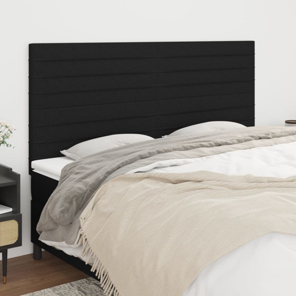 vidaXL Sänggavel svart 200x5x118/128 cm tyg