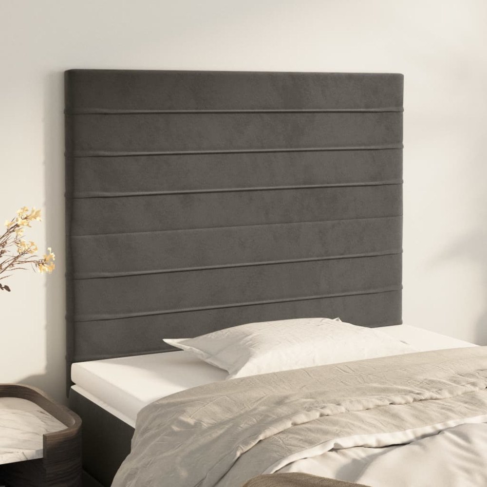 vidaXL Sänggavel mörkgrå 80x5x118/128 cm sammet
