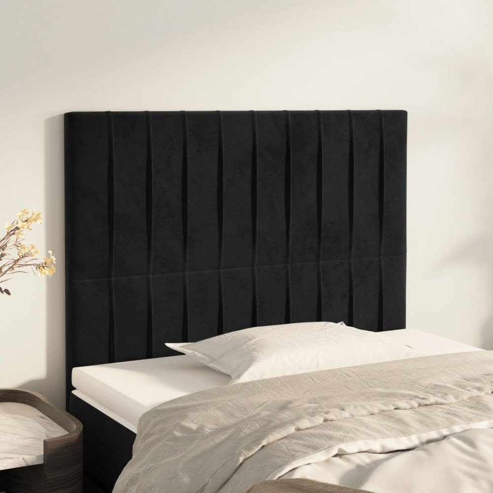 vidaXL Sänggavel svart 80x5x118/128 cm sammet