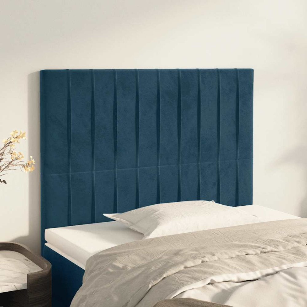 vidaXL Sänggavel mörkblå 80x5x118/128 cm sammet