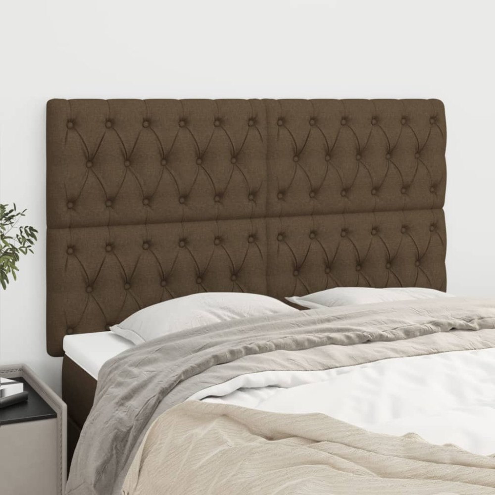 vidaXL Sänggavel mörkbrun 144x7x118/128 cm tyg