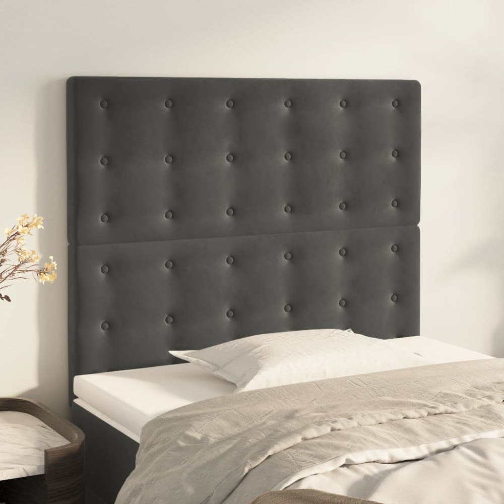 vidaXL Sänggavel mörkgrå 80x5x118/128 cm sammet
