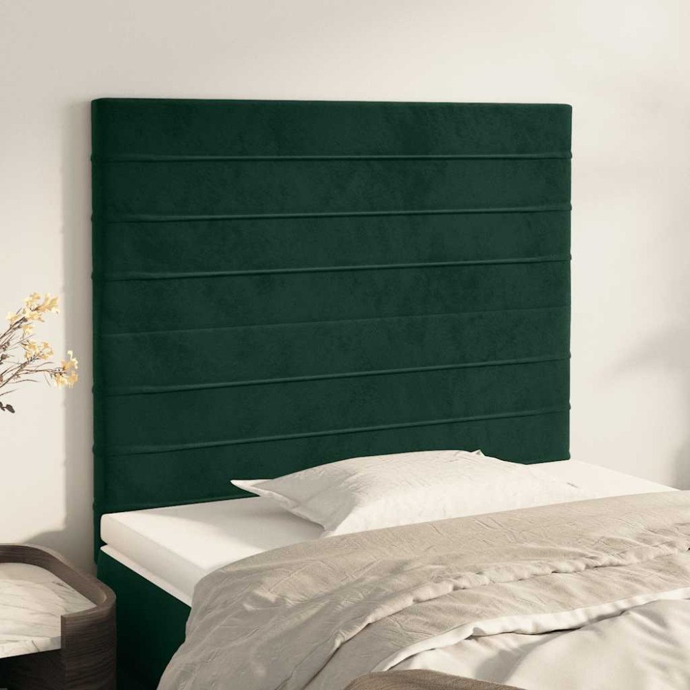 vidaXL Sänggavel mörkgrön 80x5x118/128 cm sammet