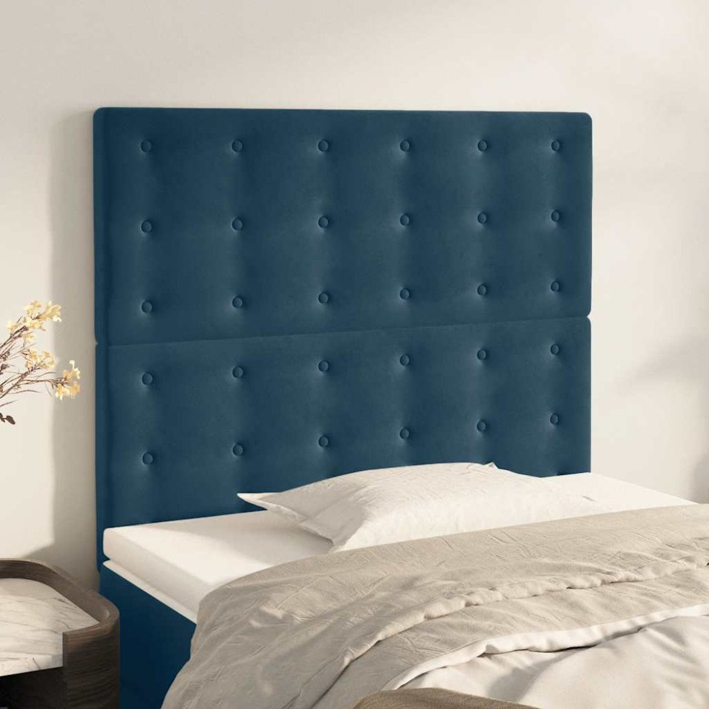 vidaXL Sänggavel mörkblå 80x5x118/128 cm sammet